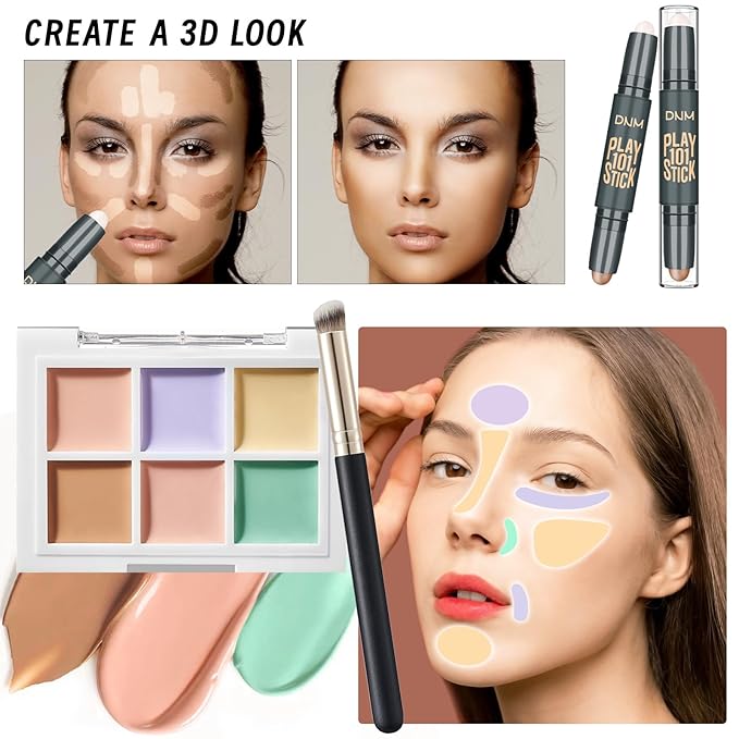 Makeup Set Present Multipurpose Makeup Kit for Women Girls Teens,- CC Cream Foundation Eyeshadow Primer Counter Stick Concealer Lip Gloss Eyeliner Pencil Mascara Makeup Brush & Sponges-VivaGrace Women