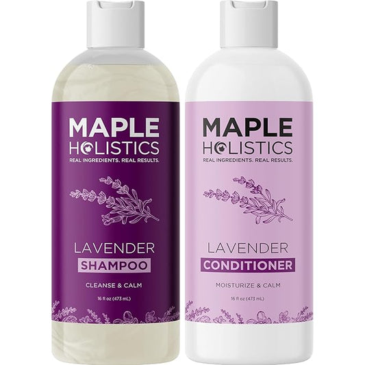 Aromatherapy Lavender Shampoo and Conditioner Set - Paraben and Sulfate Free Shampoo and Conditioner for Women with Chamomile Panthenol Jojoba Oil plus Cleansing and Calming Lavender Essential Oil-VivaGrace Women