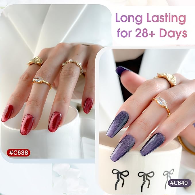 ROSALIND 8PCS Cat Eye Gel Polish with Magnet Stick - Magnetic Cat eye Gel Nail Polish Sparkle Diamond Effect Magic Magnetic Glitter Soak Off Led Nail Art DIY Salon Gifts For Women-VivaGrace Women