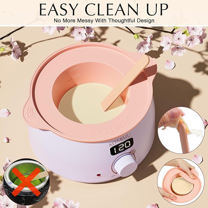 KOTAMU Waxing Kit for Women & Men, Wax Warmer for Hair Removal, Digital Wax Kit with SiliconePot，Ideal for Face Eyebrow Arm Legs Armpit &Sensitive Skin, Purple Waxing Machine With 44 Accessories-VivaGrace Women