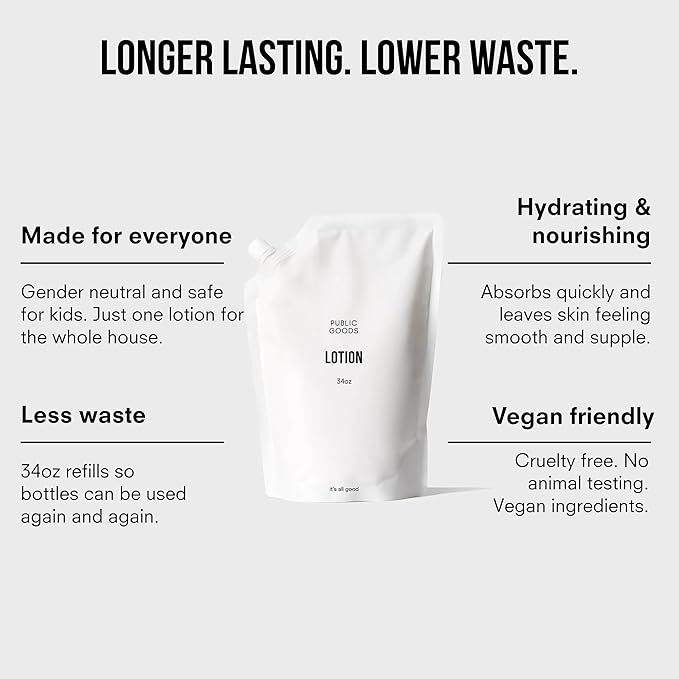 Public Goods Body & Hand Lotion for Women & Men | Natural Moisturizing Daily Lotion for Dry & Itchy Skin | Paraben & Sulfate Free | Made with Organic Essential Oils | Made in Canada | 34 Fl Oz Refill-VivaGrace Women