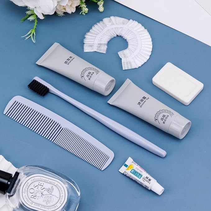 Hygiene Kit, Hygiene Kit Bulk, Travel Hygiene Kit With Toothbrush, Toothpaste, Comb, Shampoo, Shower Gel, Shower Cap And Soap, Individually Packed, Suitable For Hotel, Home, Travel (50 sets)-VivaGrace Women