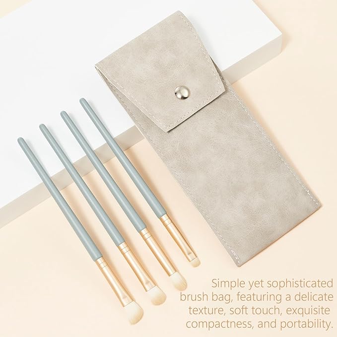 Eyeshadow Makeup Brushes Set with Case 4 PCS Soft Synthetic Hairs Eye Makeup Brushes for Blending Eyebrow Eyeliner Eyeshadow （Lightblue）-VivaGrace Women