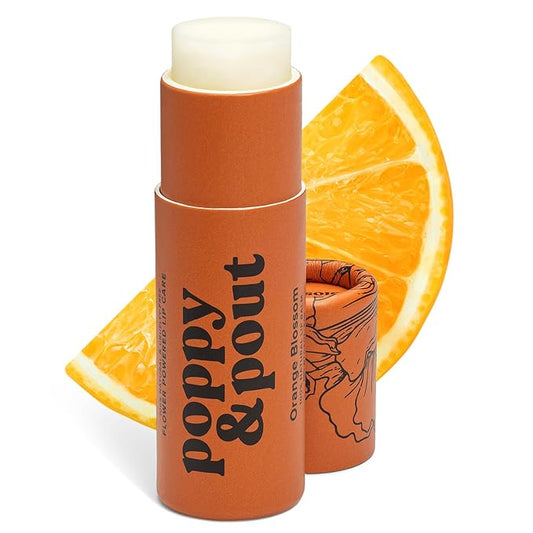 Poppy & Pout Orange Bloom Jumbo Lip Balm | All Natural Lip Balms & Moisturizers | Hydrates with Beeswax, Vitamin E, Organic Coconut Oil | Cruelty-Free | Lip Balm in Recyclable Cardboard Tube-VivaGrace Women