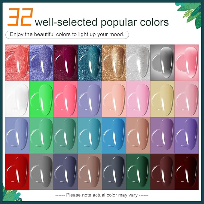 JODSONE 32 Colors Nail Polish Set With U V Light Manicure Nail Tools Nail Art Manicure Salon DIY at Home-VivaGrace Women