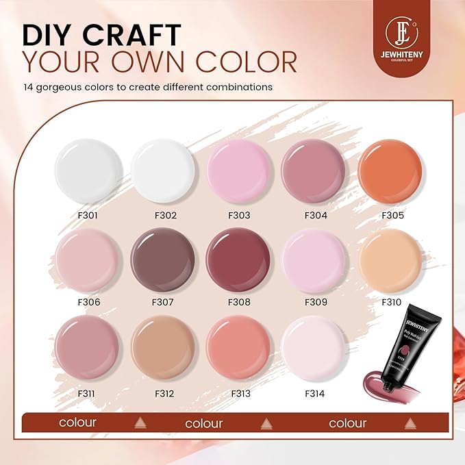 JEWHITENY 14 pcs Poly Gel Nail Extension Kit With Drill Machine U V Nail Light ALL In One Polygel Starter Kit-VivaGrace Women