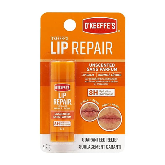 O'Keeffe's Unscented Lip Repair Lip Balm for Dry, Cracked Lips, Stick, (Pack of 5)-VivaGrace Women