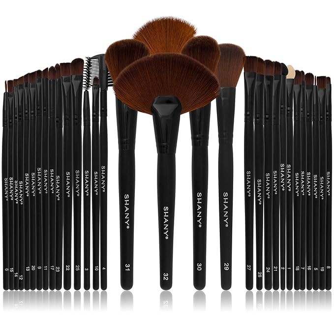 SHANY Makeup Brushes Premium Synthetic Foundation Powder Concealers Eye Shadows Cosmetics Brush Set with Faux Leather Pouch and Instruction sheet, 32 Count-VivaGrace Women