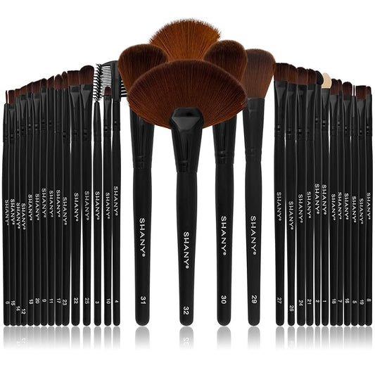 SHANY Makeup Brushes Premium Synthetic Foundation Powder Concealers Eye Shadows Cosmetics Brush Set with Faux Leather Pouch and Instruction sheet, 32 Count-VivaGrace Women