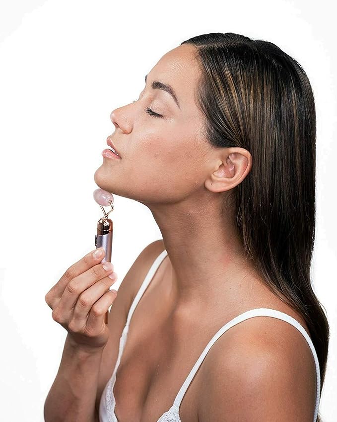 Finishing Touch Flawless Contour Vibrating Facial Roller & Massager, Rose Quartz-VivaGrace Women