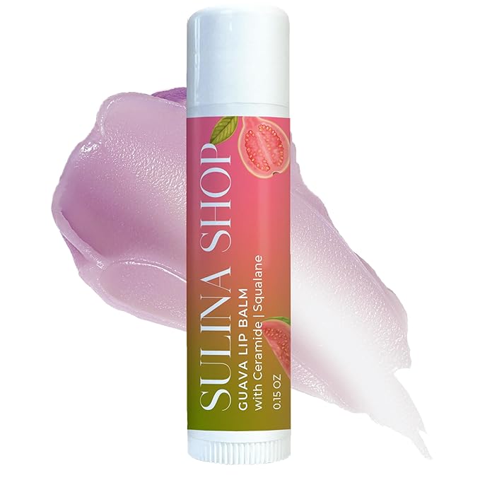 Guava Lip Balm Hydrating for Dry Lips - Natural Lip Moisturizer with Ceramide, Squalane & Castor Oil, Protects Lip Barrier, Lip Care for Chapped Lips, Lip Repair - 0.15 Fl oz-VivaGrace Women