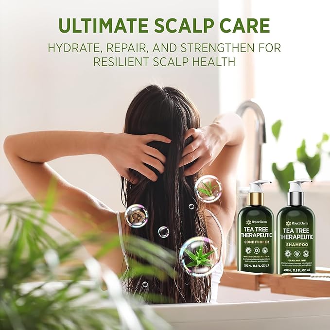 Roycederm Tea Tree Antifungal Shampoo and Conditioner: Complete Scalp Care Solution for Folliculitis, Dry, Itchy, and Flaky Scalp - Infused with Tea Tree Oil, Paraben & Sulfate Free-VivaGrace Women