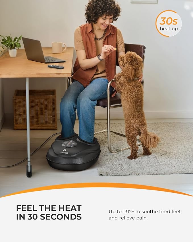 CooCoCo HSA Store Eligible Foot Massager with Heat, Plantar Fasciitis Feet Massager with Remote, Gifts for Women Men Mom Dad, Deep Kneading & Compression, Foot Warmer for Home Office, Fits Size 14-VivaGrace Women