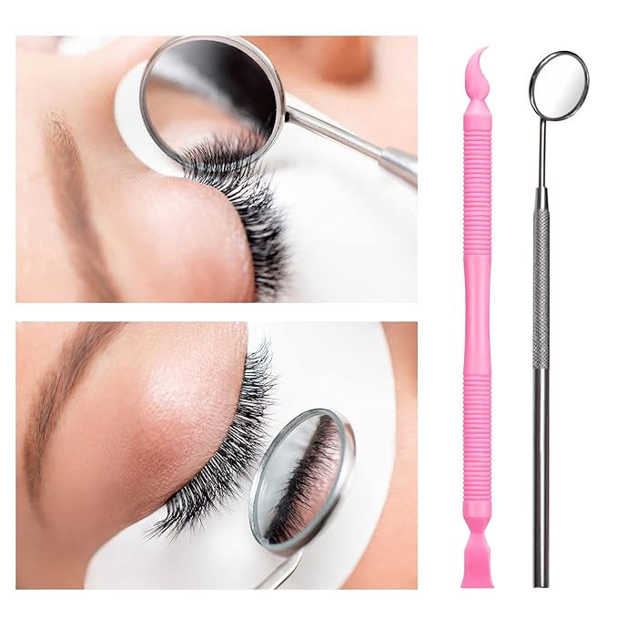 Libeauty Pink Eyelash Lift Tool, Lash Extension Supplies Metal Makeup Mirror, Lash Lifting Applicator Brush Needle for Salon or Home Use-VivaGrace Women