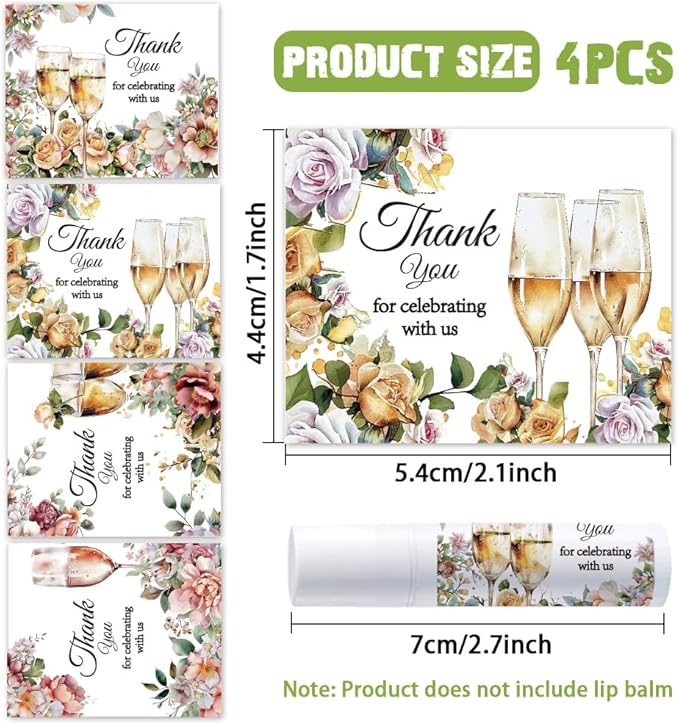 OLYCRAFT 100Pcs Self-Adhesive Lip Balm Tag Sticker 1.7~2.1x1.7~2.1 Inch Waterproof Adhesive Label with Champagne Pattern Lipstick Tag Sticker for Lip Balm Container Tubes Lipstick Wrapping Decoration-VivaGrace Women