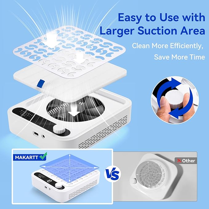 Makartt Nail Dust Collector - Professional Powerful Suction Larina Dust Collector Nail Tech LED Display, Adjustable Speed Reusable Filter, Strainer Panel for Acrylic Nail Polishing Manicure Salon Home-VivaGrace Women