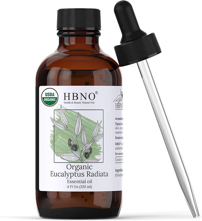 HBNO Organic Eucalyptus Radiata Essential Oil - 4 oz (120ml) - USDA Certified Organic Eucalyptus Radiata Essential Oil, Soap Making, DIY, Fragrances, Diffuser-VivaGrace Women