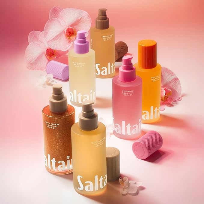 Saltair Body Oil. Luxurious Santal Bloom After Shower and Bath Oil Moisturizer for Women and Men. Botanical, Non-Greasy, and Well-Absorbing Lotion for Hydrating Dry Skin. 4oz Pump Bottle-VivaGrace Women