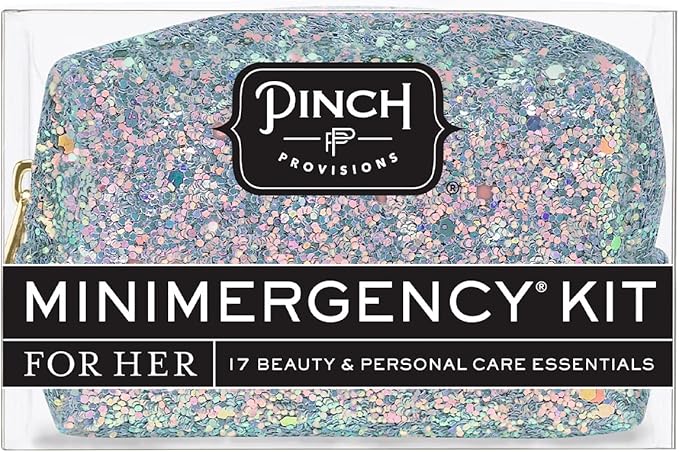 Pinch Provisions Moonstone Glitter Minimergency Kit, includes 17 Travel-Sized Cosmetic Essentials, Convenient for Purses, Emergency Beauty Accessories, Gifts for Holiday’s & Birthday’s-VivaGrace Women