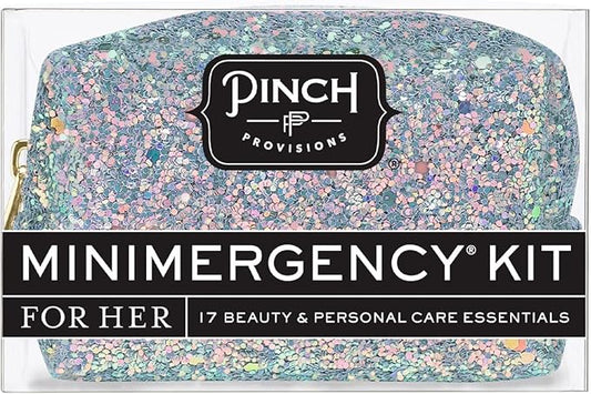 Pinch Provisions Moonstone Glitter Minimergency Kit, includes 17 Travel-Sized Cosmetic Essentials, Convenient for Purses, Emergency Beauty Accessories, Gifts for Holiday’s & Birthday’s-VivaGrace Women