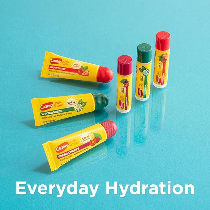 Carmex Daily Care Moisturizing Lip Balm Pack, SPF 15, Multi-Flavor Lip Care Variety Pack Bag, 9 Count (3 Tubes, 6 Sticks)-VivaGrace Women