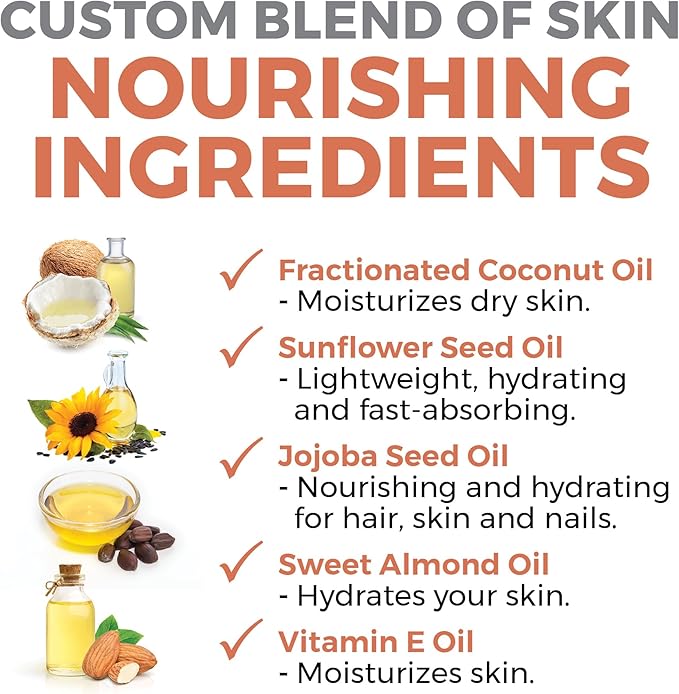 Viva Naturals Organic Massage Oil Unscented (8 fl. oz.) - Non-Greasy Body Oil with Mess-Free Pump, Moisturizing Massage Oils for Massage Therapy, Non-GMO and Certified Organic, 237 mL-VivaGrace Women