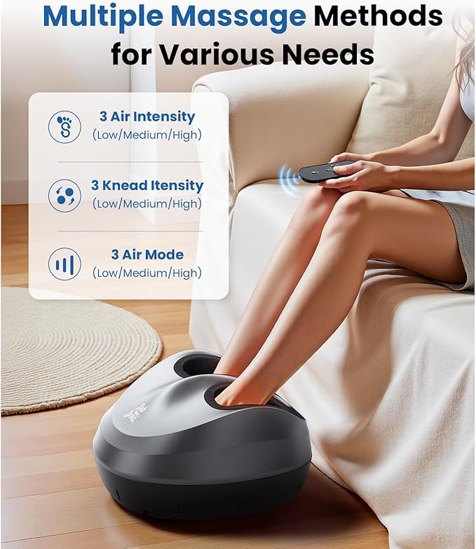 BOB AND BRAD Foot Massager Machine with Heat and Remote-FSA & HSA Eligible, Electric Shiatsu Deep Kneading Foot Massager with 4 Level, Relieve for Plantar Fasciitis and Neuropathy Pain-VivaGrace Women
