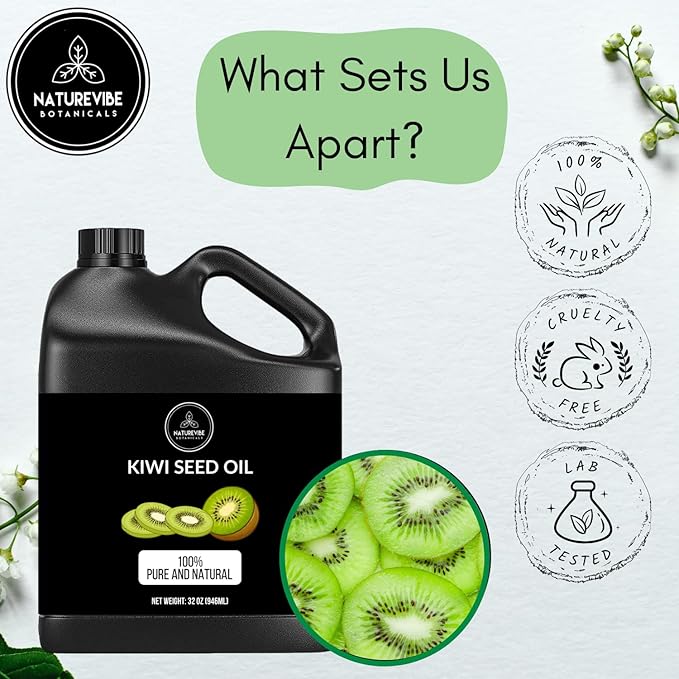 Naturevibe Botanicals Kiwi Oil 32 Ounces | 100% Pure and Natural | Great for Skin Care and Hair Care-VivaGrace Women