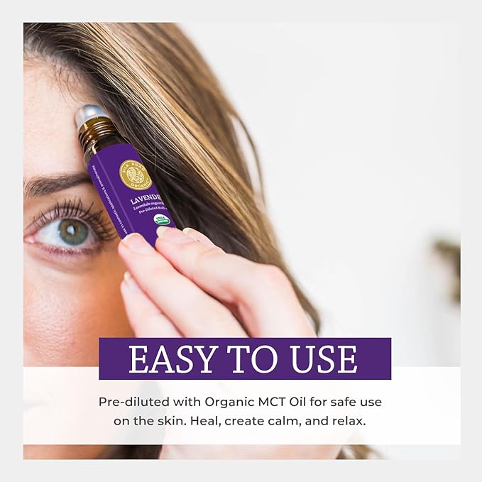 Silk Road Organic Lavender Essential Oil Roll On, Lavandula Angustifolia, 100% Pure USDA Certified Aromatherapy for Calming, Relaxation & Skin - 10 ml Roller - Always Pure, Always Organic-VivaGrace Women