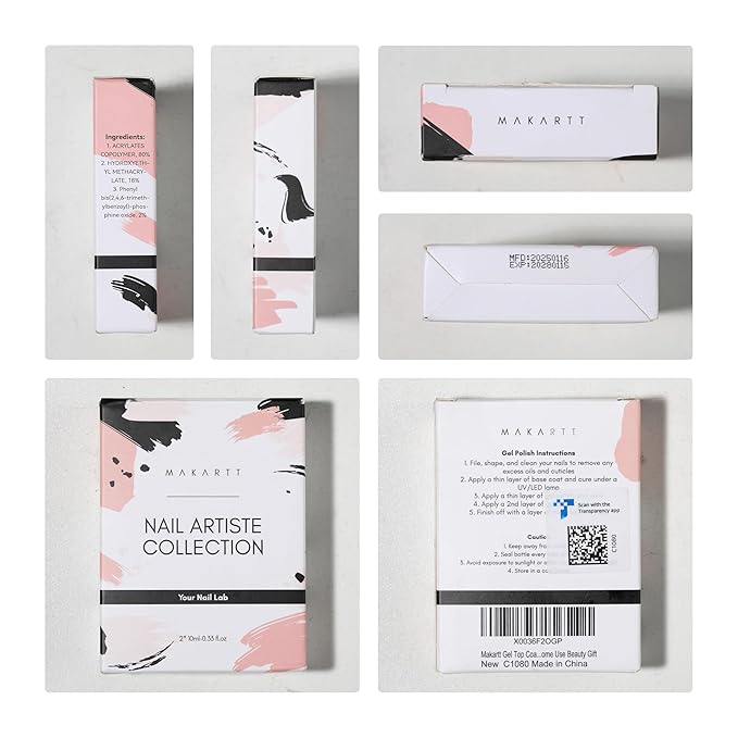 Makartt Gel Top Coat - 2 PCS No Wipe Top Coat Gel Nail Polish High Glossy Shine Finish Long Lasting, 10ML Clear Soak Off UV Nail Lamp, Salon Quality Art Design for Home Use Beauty Gift-VivaGrace Women