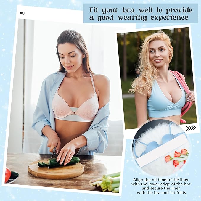 Toulite Cool Ice Silk Bra Liners for Sweat 10 Pcs 3 Layer Medium Washable Rectangle Cool Ice Silk Under Breasts Pads for Women Absorb Sweating, 18 x 3 Inches White for Summer-VivaGrace Women