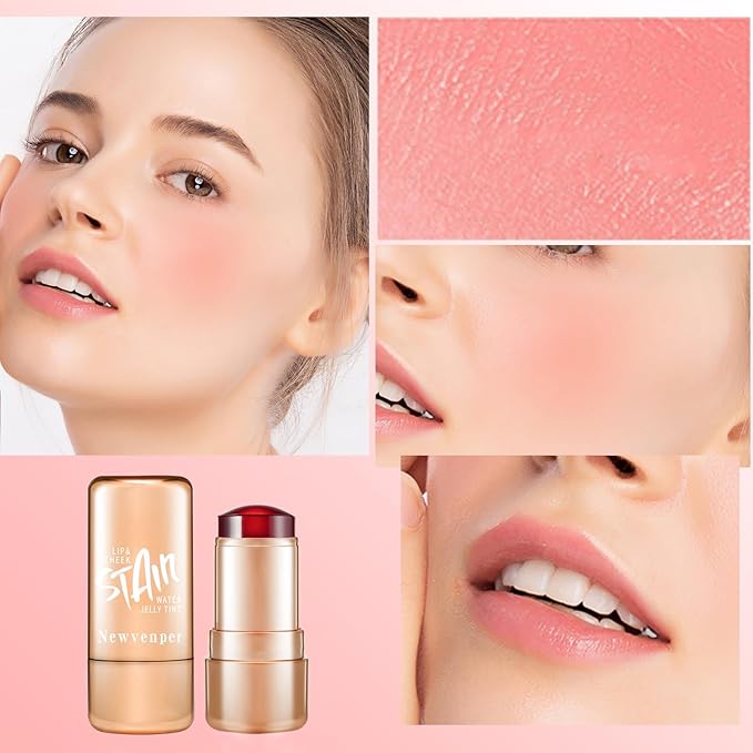 2pcs Jelly Blush Stick, Multi-purpose Lip and Cheek Colour Stick, Jelly Texture Waterproof, Moisturising and Long-lasting, Non-sticky, Create Watercolour Makeup Effect for Women and Girls 2#-VivaGrace Women