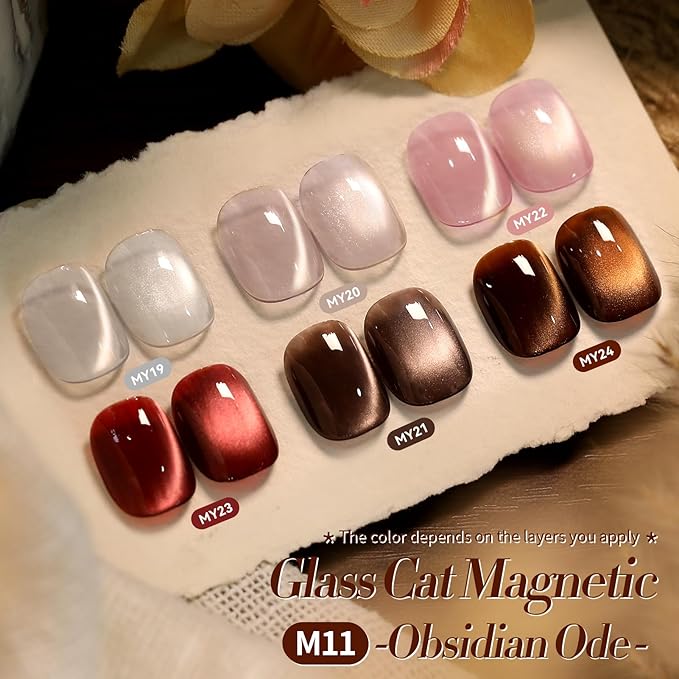 Born Pretty Cat Magnetic Eye Gel Nail Polish, 6 Colors Retro Magnetic Glitter Gel Polish Set Silver Pink Red Nail Polish Kit Soak Off LED Nail Art DIY Salon Gift-VivaGrace Women