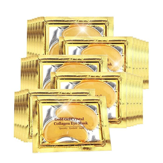 Jakuva 29PCS Gold Gel Crystal Collagen Eye Mask Under Eye Patches For Puffy Eyes and Dark Circles, Hydrating & Anti Aging,24k Gold Eye Mask Eye Patches for Moisturizing-VivaGrace Women