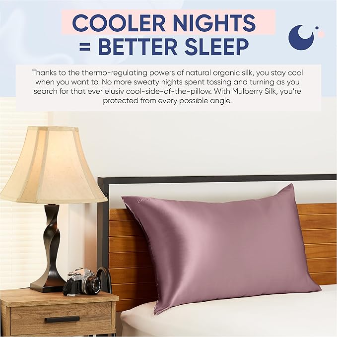 Blissy Silk Pillowcase - 100% Pure Mulberry Silk - 22 Momme 6A High-Grade Fibers - Silk Pillow Cover for Hair & Skin - Regular, Queen & King (Plum, Standard)-VivaGrace Women