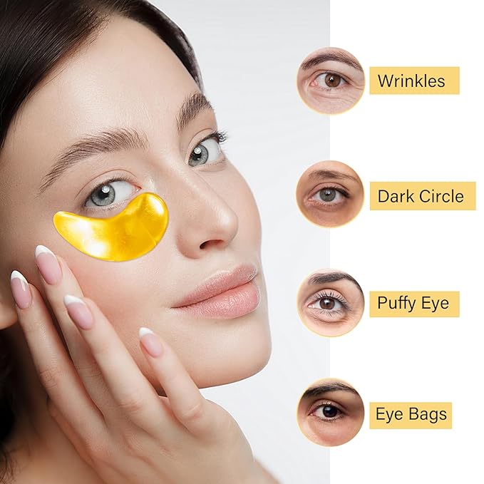 25 Paris Under Eye Patches Eye Mask for Puffy Eyes, Reducing Dark Circles, Anti-Aging & Refreshing, Collagen Eye Mask Eye Pads for Skin Care, 24K Gold-VivaGrace Women