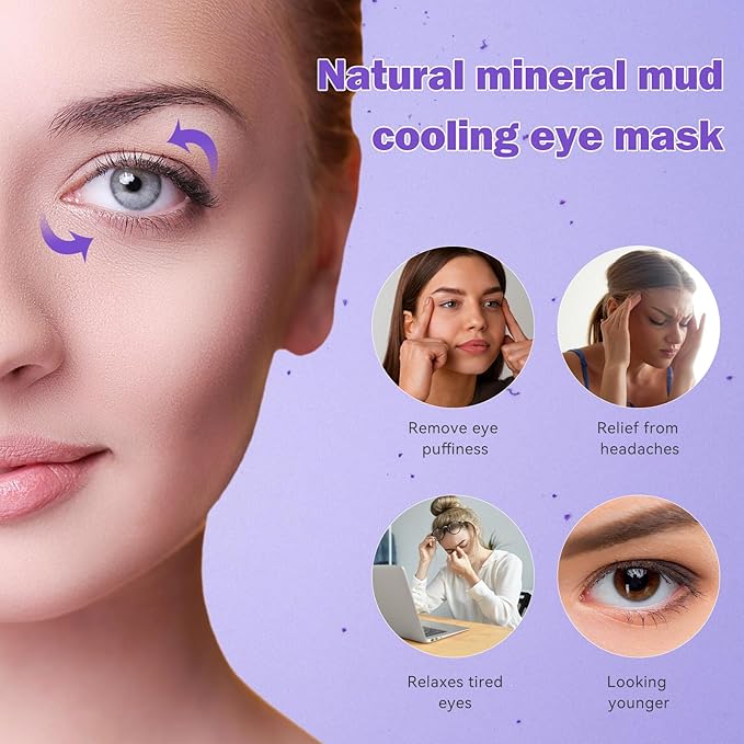 Cooling Gel Eye Mask Reusable Cold Eye Mask, Frozen Eye Mask Ice Eye Compress Ice Pack, No Freeze, Cool Relaxation, Comfort Snug Fit, Eye Cover Ice Mask with Mineral Mud for Office, Home, 2PCS-VivaGrace Women