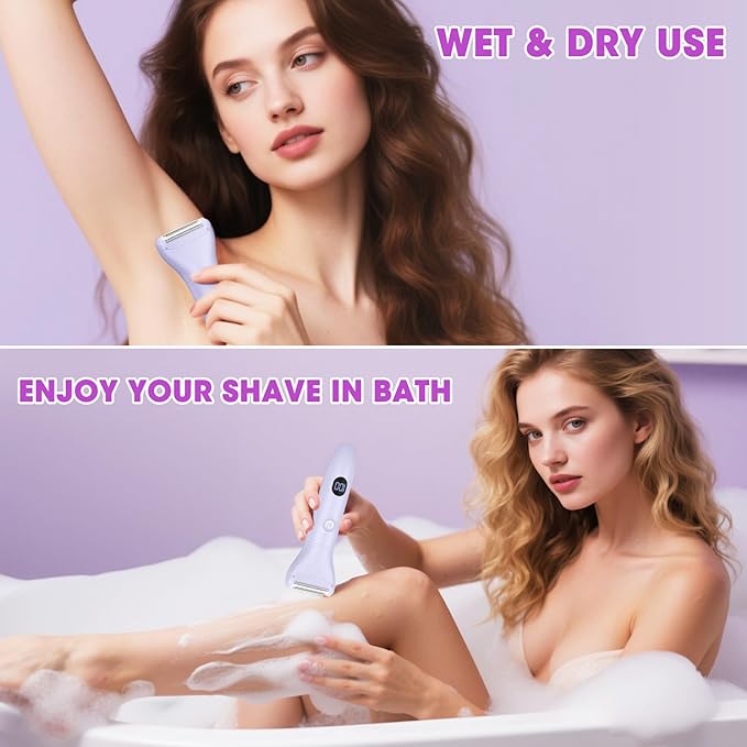 Bikini Trimmer Electric Razors for Women,3 in 1 Body Hair Removal Kit for Face,Pubic,Arm, Leg, Armpit, Bikini Trimmer,Painless IPX6 Waterproof Rechargeable Portable Lady Shavers Wet & Dry Gifts-VivaGrace Women