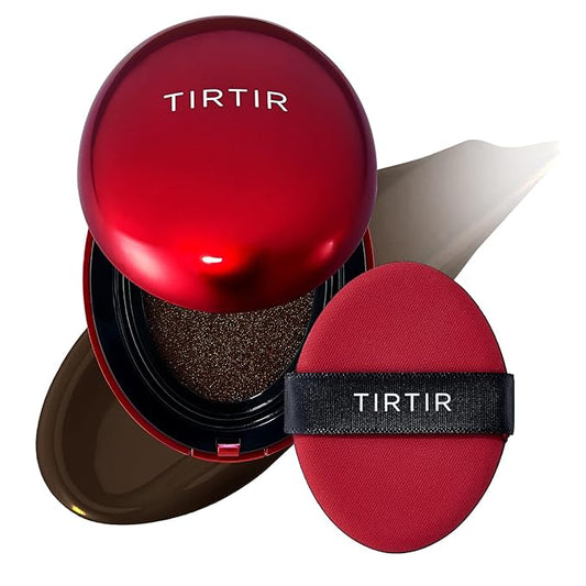 TIRTIR Mask Fit Red Cushion Foundation | Full coverage, Weightless, Skin fit, Satin Glow Finish, Korean Makeup BB Foundation, beauty, Tattoo cover up, Buildable (#55N Espresso, 0.63 Fl Oz)-VivaGrace Women