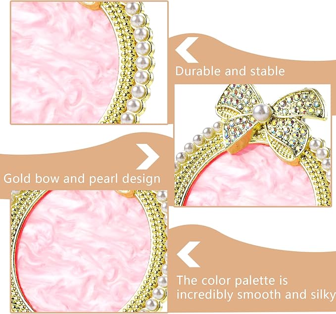 Resin Nail Art Palette, Nail Art Painting Mixed Color Palette Bow Decorated Nail Art Display Board with Pearls Nail Art Supplies Makeup Foundation Mixing Palette Manicure Tool-VivaGrace Women