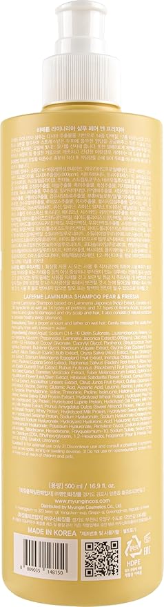 laferme Laminaria Shampoo with Organic Ingredient, Korean Clarifying Shampoo, Hydrating for Dry Hair, Strengthening for Weak Hair, Sulfate & Paraben-Free, for Women & Men,16.9 FL. OZ, Pear & Freesia-VivaGrace Women