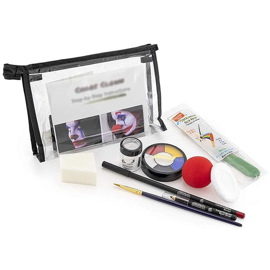 Graftobian Chaos Clown Makeup Kit - Complete 10 Piece Set for Joker Jester or Clown Halloween Costume - Full Color Instructions (Standard)-VivaGrace Women