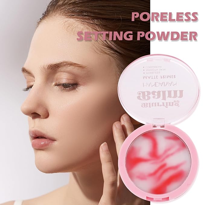 Beauty Poreless Setting Powder, Two Color Cream Translucent Lightweight Oil Control No Sebum Loose Face Powder,Waterproof&Long-Lasting Natural Matte Primer,Makes Skin Downy-VivaGrace Women