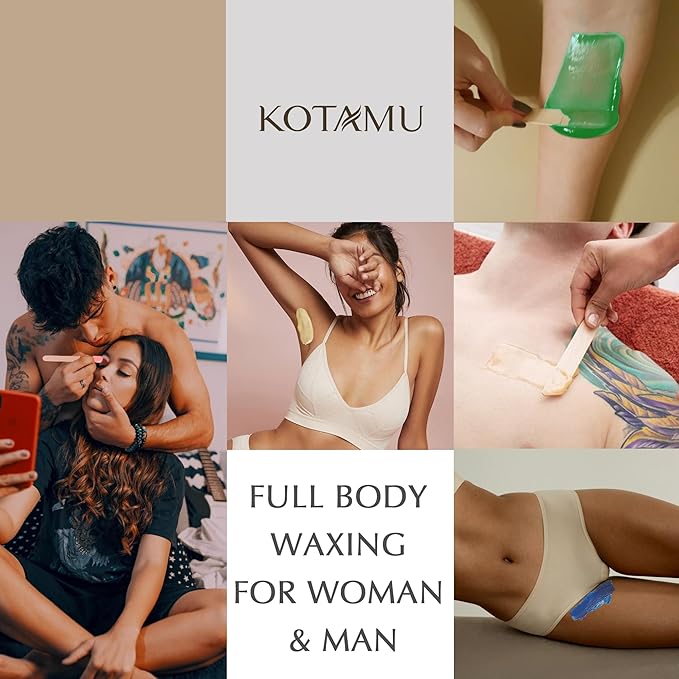 KOTAMU Waxing Kit for Women & Men, Wax Warmer for Hair Removal, Digital Wax Kit with Silicone Pot，Ideal for Face Eyebrow Arm Legs Armpit &Sensitive Skin, Cherry Waxing Machine for Home Salon Use-VivaGrace Women