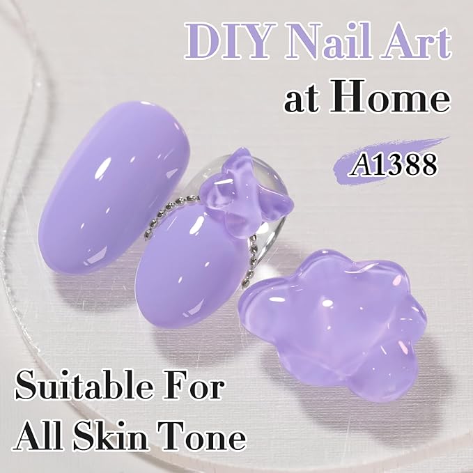 Double Rhythm 0.50 OZ Gel Polish Hema Free Same Color Same Bottle Golden Round Translucent Neutral Natural Milky 15 ML Jelly UV Polish Art DIY at Home (Light Purple-C1388)