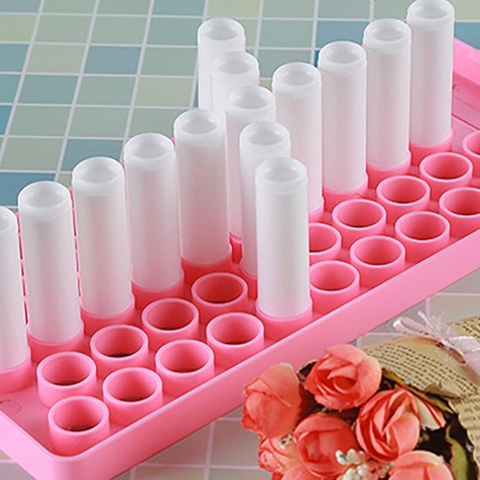 RONRONS Pink Lip Balm Crafting Kit, Professional Lipsticks Filling Tray with 50 Small Holes and Spatula, Easy to Fill 50 Pieces Lipstick Tubes Containers for Business Gifts-VivaGrace Women