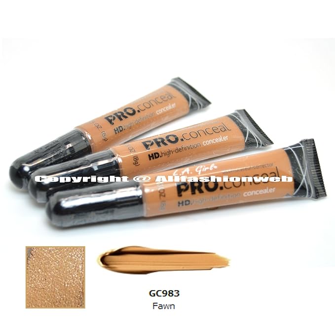 L.A. Girl Pro Concealer x GC983 Fawn HD High Definition Liquid, Assortment, 0.75 Ounce, (Pack of 3)-VivaGrace Women