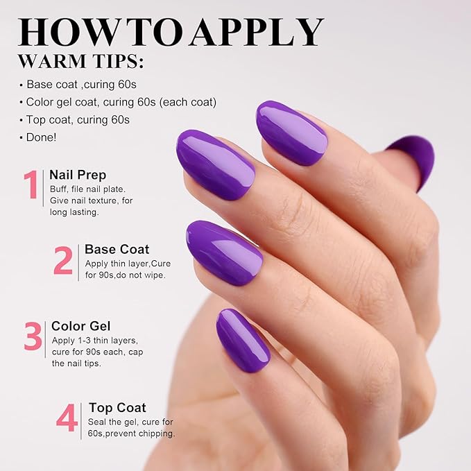 Imtiti Lavender Purple Gel Nail Polish, UV LED Soak Off for Manicure Salon & DIY Nail Art at Home, 0.5 Fl Oz