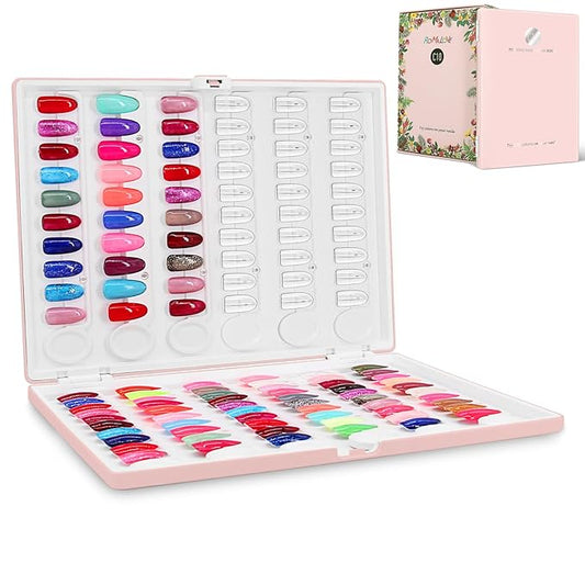 Nail Display Book 120 Nail Polish Swatch Book with Transparent Nails, Professional Nail Color Chart Display Book Sample for Gel Polish Nails
