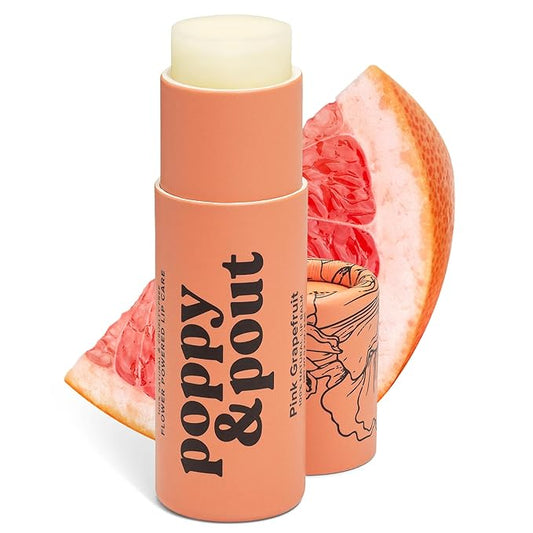 Poppy & Pout Pink Grapefruit Jumbo Lip Balm | All Natural Lip Balms & Moisturizers | Hydrates with Beeswax, Vitamin E, Organic Coconut Oil | Cruelty-Free | Lip Balm in Recyclable Cardboard Tube-VivaGrace Women